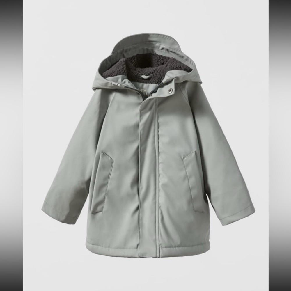 Zara light grey rain jacket 9-12m
